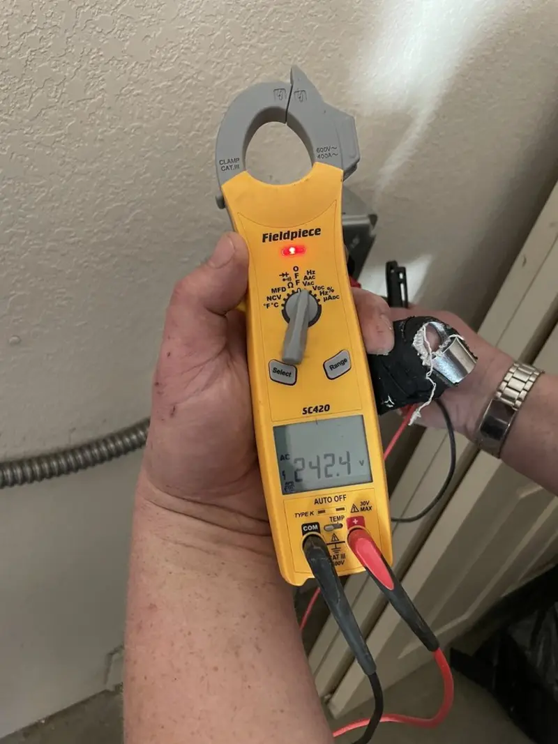 Voltage testing with clamp meter during Generator Installation in Kearney